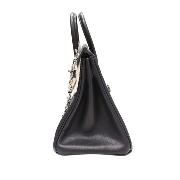 HERMES Hermes Birkin 25 Lock Handbag Black Silver Hardware Eva Color B Engrav... - Picture 4 of 16